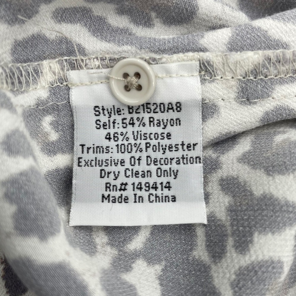Biya Johnny Was Dress Womens S Gray Leopard Floral Rayon Embroidered Boho Tunic - Picture 15 of 16
